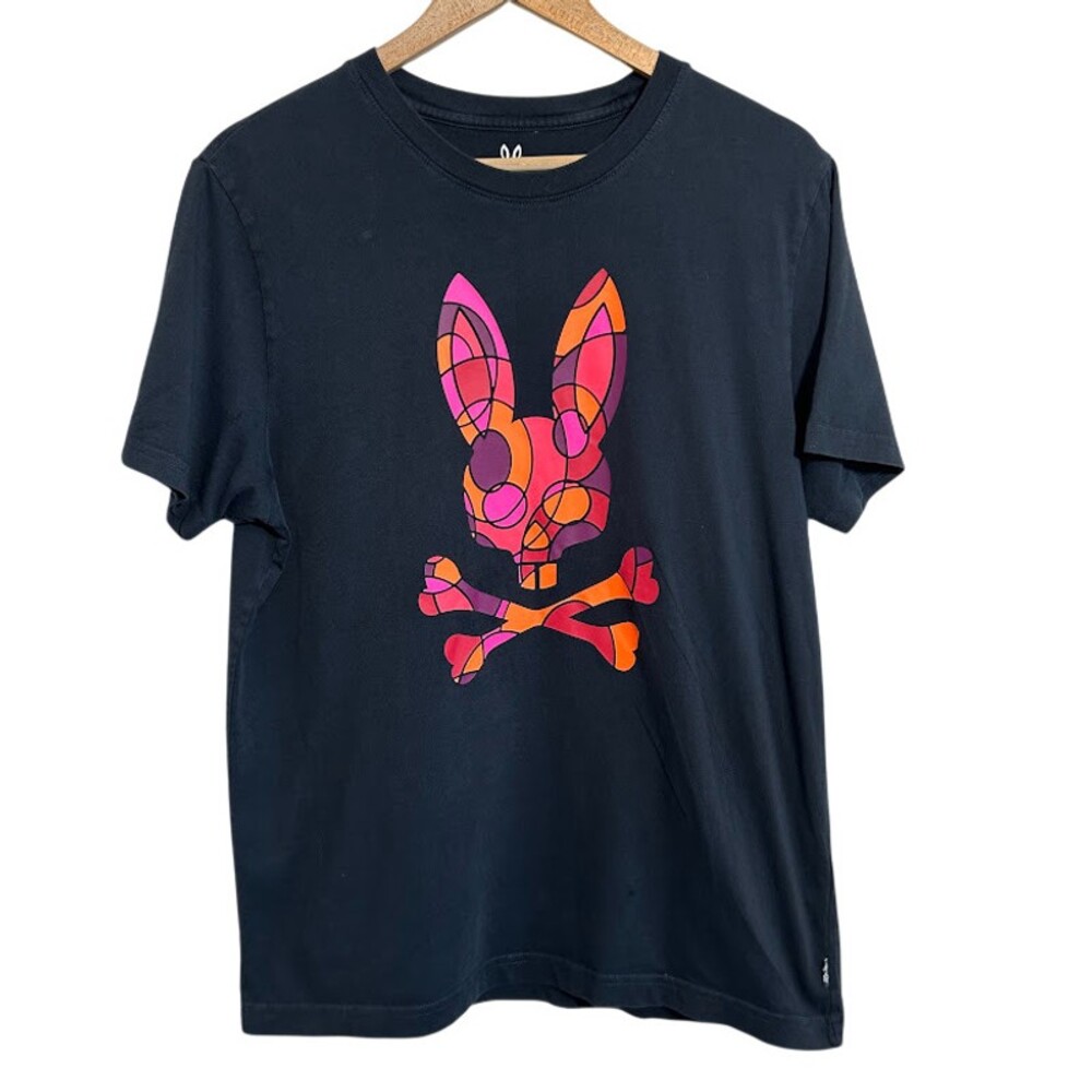 Psycho Bunny T Shirt Mens 5 M Black Skull Bones Logo Pima Cotton Crewneck